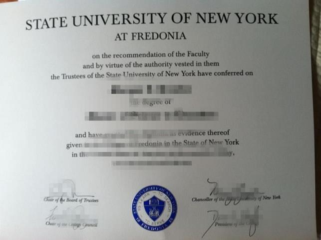 纽约州立大学弗雷多尼尔分校毕业证认证成绩单Diploma